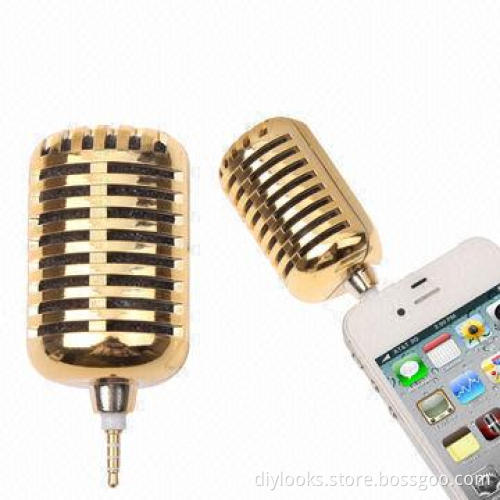Microphone Style Mobile Phone Speaker for iPhone/iPod/iPad, Golden Color